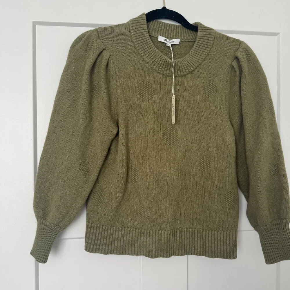 Madewell | Dotted Eaton Puff-Sleeve Pullover Sweater in Cotton-Merino Yarn - Picture 3 of 4